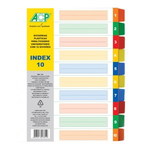DIVISÓRIA FICHARIO COM 10 PROJEÇÕES COLORIDO A4