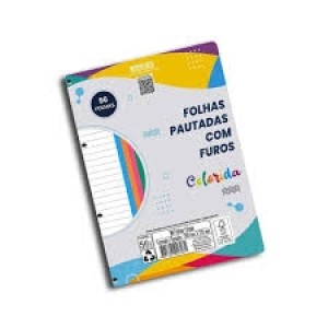 BLOCO FOLHA DE FICHÁRIO BORDA COLORIDA 96 FOLHAS