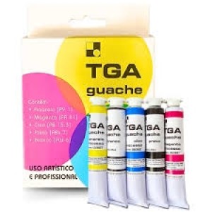 TINTA GUACHE TGA COM 05 CORES SORTIDAS DE 25 ML CADA