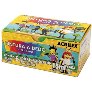 TINTA PINTURA A DEDO 15ML (6 CORES) ACRILEX