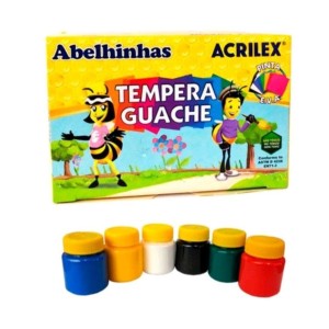 TINTA GUACHE 6 CORES - ACRILEX