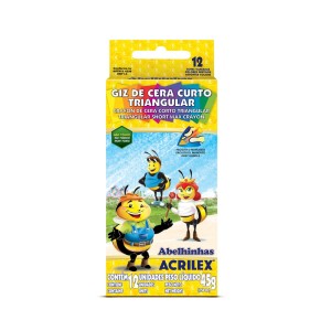 GIZ DE CERA CURTO TRIANGULAR 12 CORES - ACRILEX