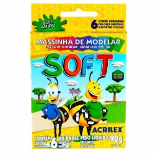 MASSA DE MODELAR 6 CORES SOFT - ACRILEX